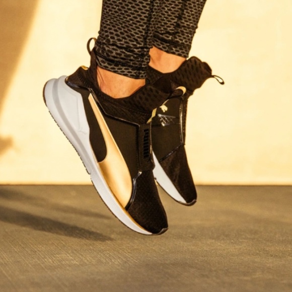 PUMA Women's Fierce Gold black and gold Sneaker 7 - Picture 1 of 11